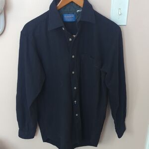 Pendleton Dark Blue 100% Wool Long Sleeve Button Down